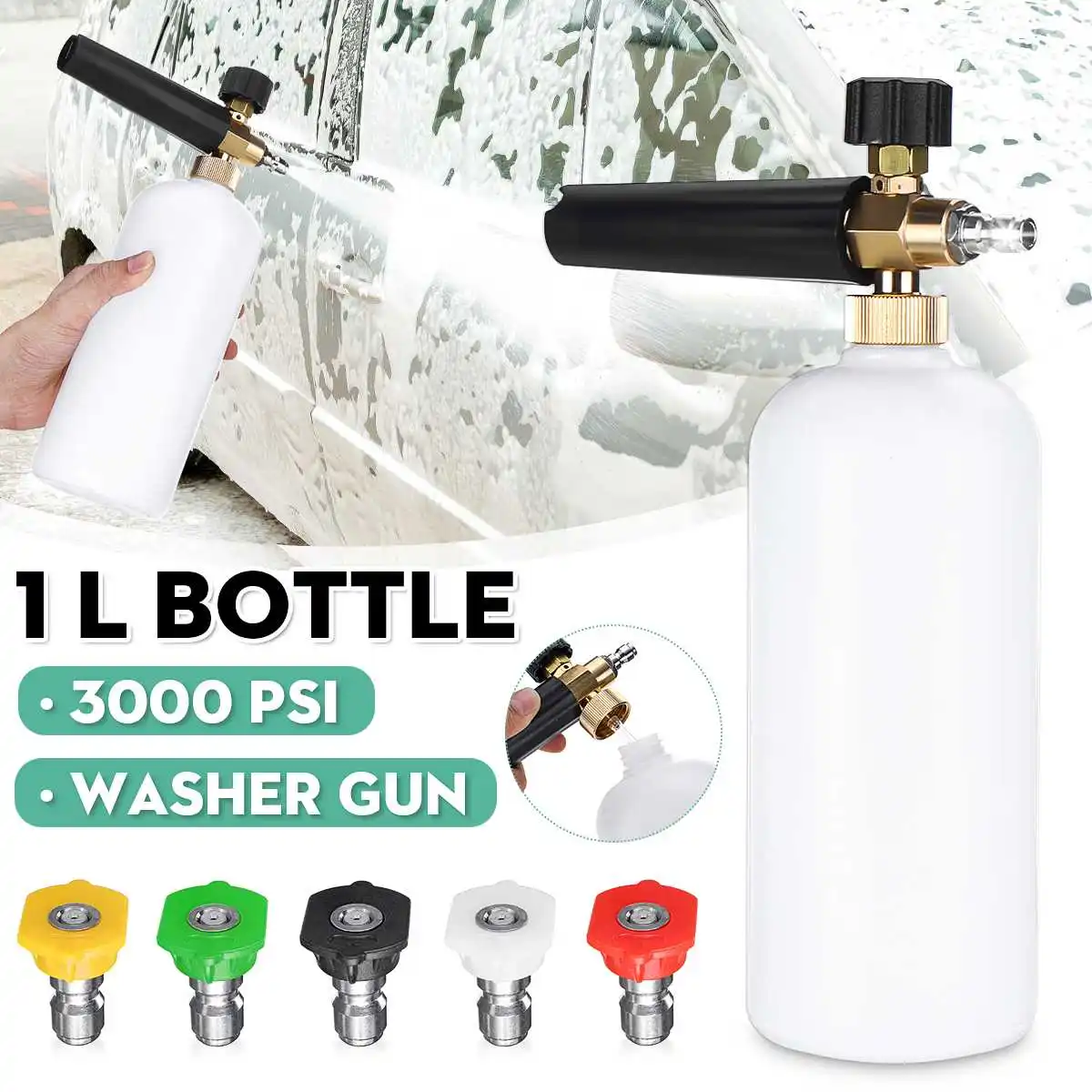 

1L Car Wash Foam Lance With Different Kinds Male Thread Adaptors Soap Foamer Gun Washer With Adjustable Nozzle Sprayer