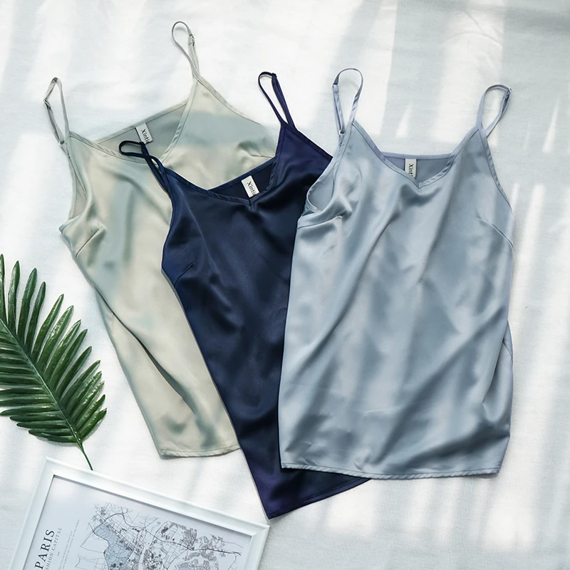 2020 летние новые женские топы на бретельках с v образным вырезом без рукавов
