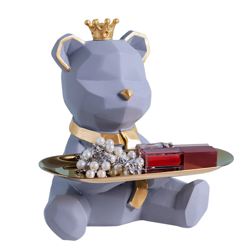 

Light Luxury Creative Violent Bear Ornaments Toy Porch Living Room Home Decoration Snacks Candy Key Storage Tray Birthday