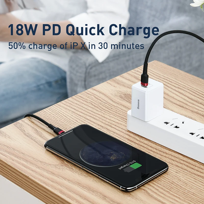 Кабель быстрой зарядки Baseus 18 Вт для Lightning PD iPhone 11 Pro X Max зарядный кабель передачи