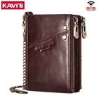 KAVIS качественный мужской кошелек из натуральной кожи, кошелек для монет, маленький мини держатель для карт, винтажный портфель, мужской карман на застежке