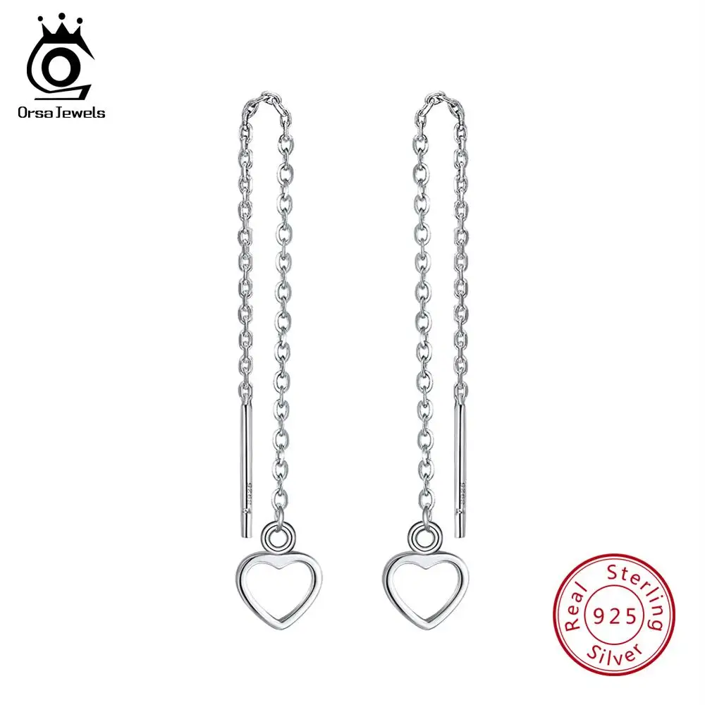 ORSA JEWELS 925 Висячие серьги из серебра 925 пробы для женщин романтические серьги в форме сердца модные оптовые ювелирные изделия для женщин SE77