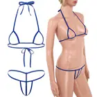 Женские сексуальные Эротические комплекты, нижнее белье мини-бикини с открытой чашкой, бюстгальтер с завязками, Трусы-стринги, нижнее белье
