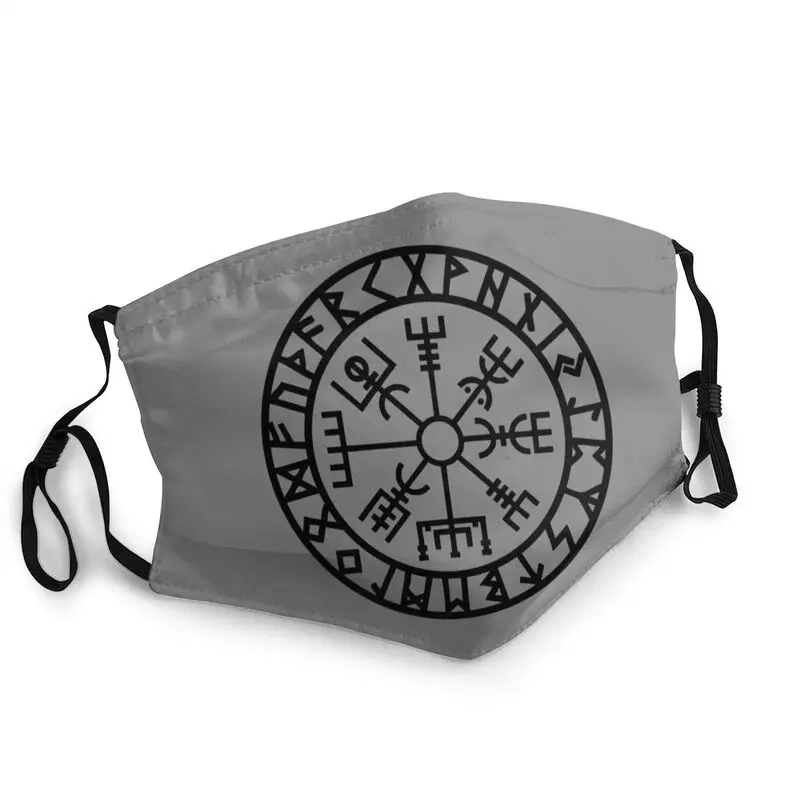 

Маска для лица с рунами Vegvisir Futhark, Мужская Пылезащитная маска с компасом викинга Valhalla, защитный респиратор дышащая маска для рта