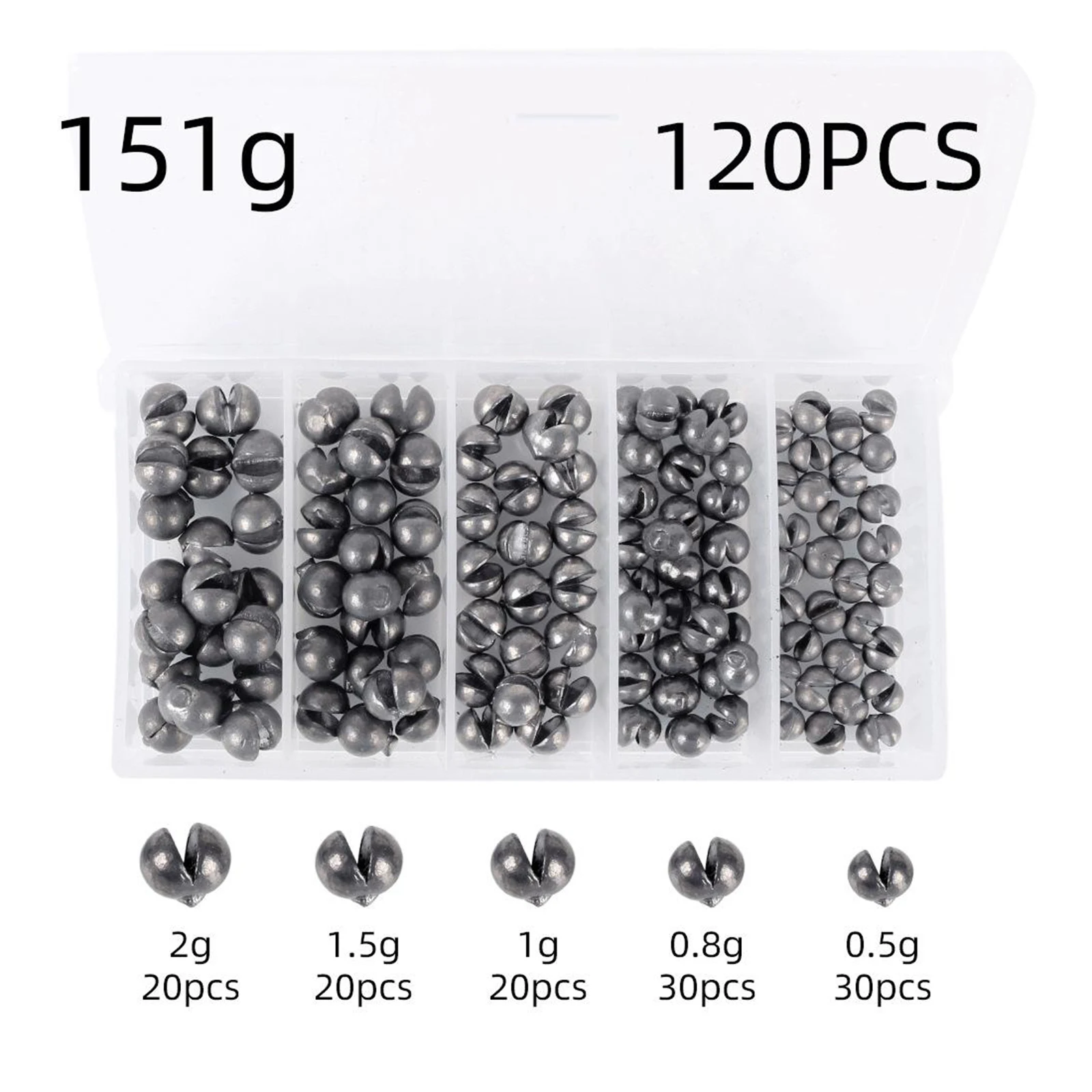 

100/120x Fishing Sinker Set Split Lead Shot Weight Removable Sinkers with Case