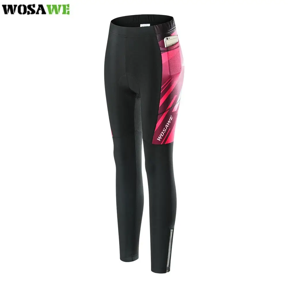 

WOSAWE Women Cycling Pants Winter Fleece Thermal 4D Padded Bicycle MTB Long Tights Reflective Leggings Bike Sports Trousers