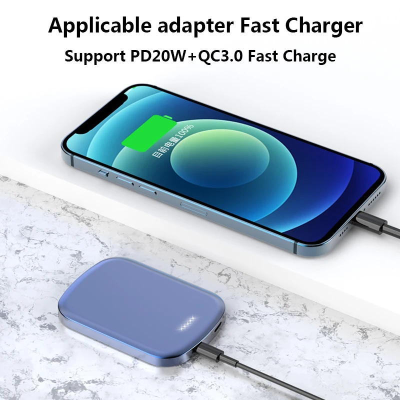 2021 new 10000mah power bank magnetic wireless charger for iphone 12 13 pro max mini powerbank external auxiliary battery free global shipping