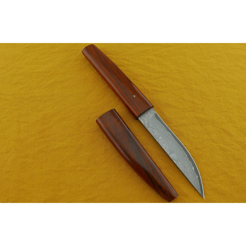 

Handmade Short Katana Damascus Steel Dalbergia Wooden Handle Tactical Outdoor Mountaineering Hunting Defensive Hand Tool Knife