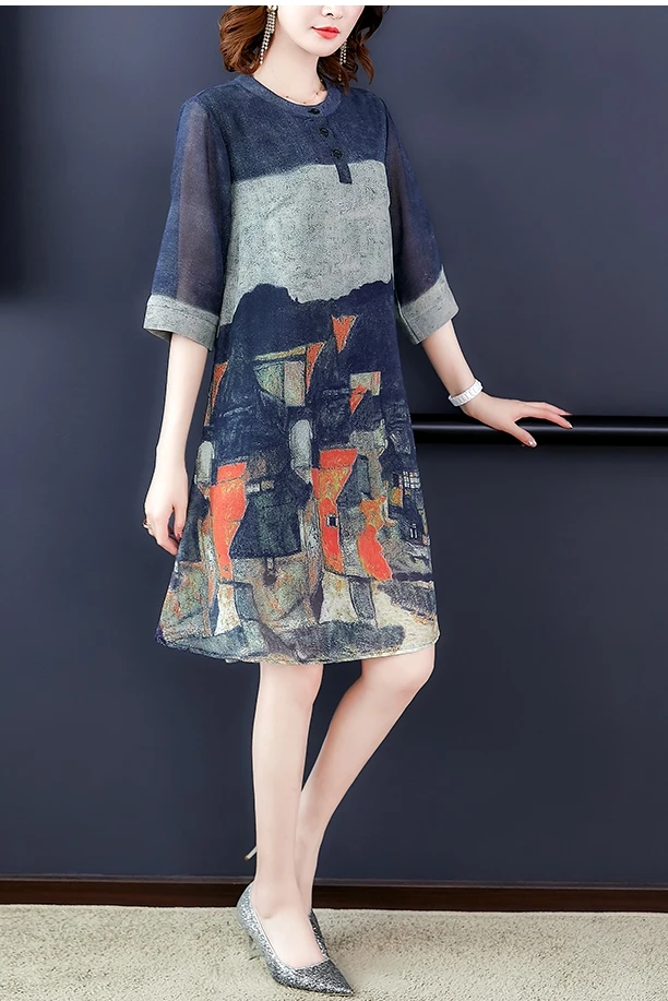 

COIGARSAM 4XL Plus Size Women Long dress New Summer Dresses Blue Gray 8367