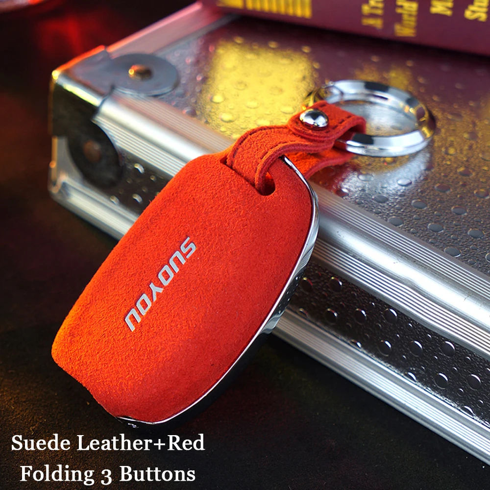 Новинка замшевый кожаный складной чехол-брелок с 3 кнопками для Hyundai Creta I10 I30 HB20