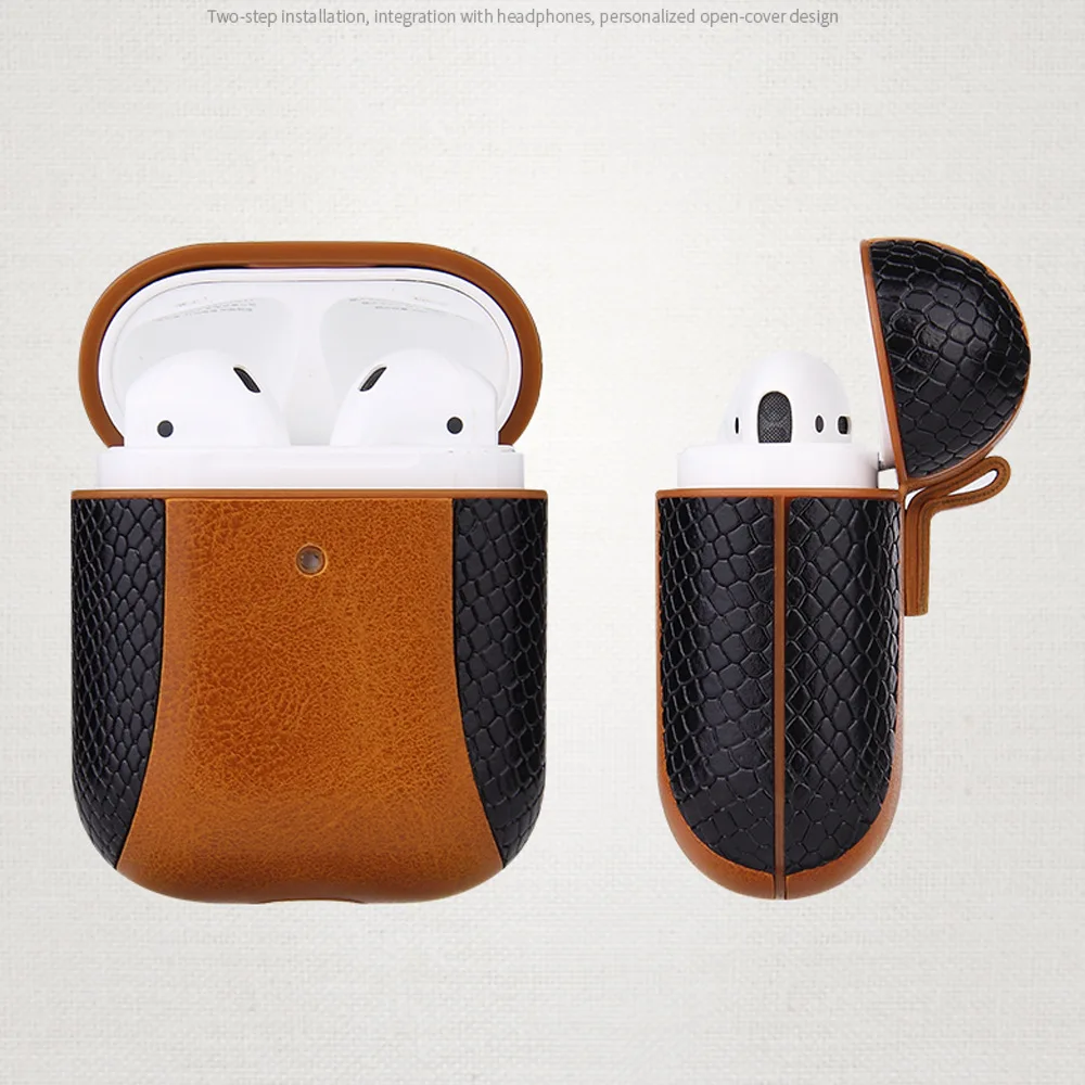 Для Airpods 2 Bluetooth беспроводная гарнитура бизнес из искусственной кожи коробка для