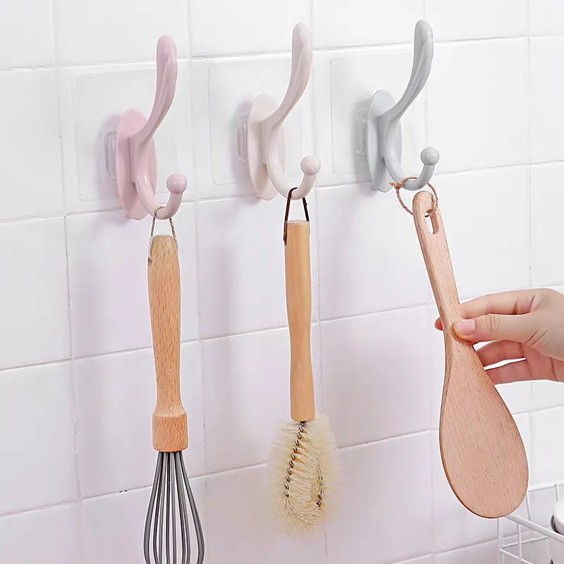 

Home Hook Up Behind The Door No Trace Punch-Free Self-Adhesive Super Powerful Hook Up Plastic Clothes And Hats Storage Household