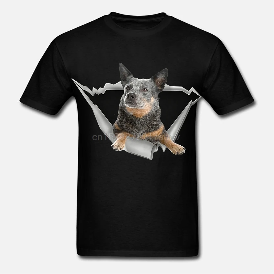Мужская футболка порванный австралийский скот собака женская футболка| |