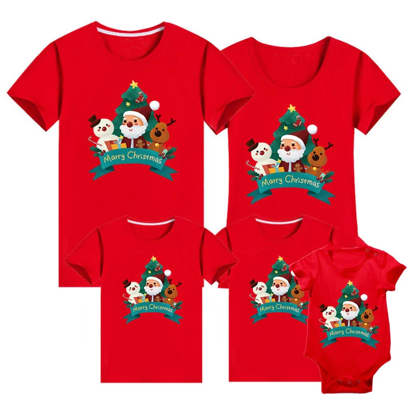 2021 moda de Navidad pap&aacute; mam&aacute; ni&ntilde;os familia coincidentes trajes Madre Padre beb&eacute; camiseta ropa para familia regalo de A&ntilde;o Nuevo-0