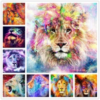 colorful animals diamond embroidery abstract lion cross stitch 5d diy diamond painting mosaic pictures of rhinestones crafts kit