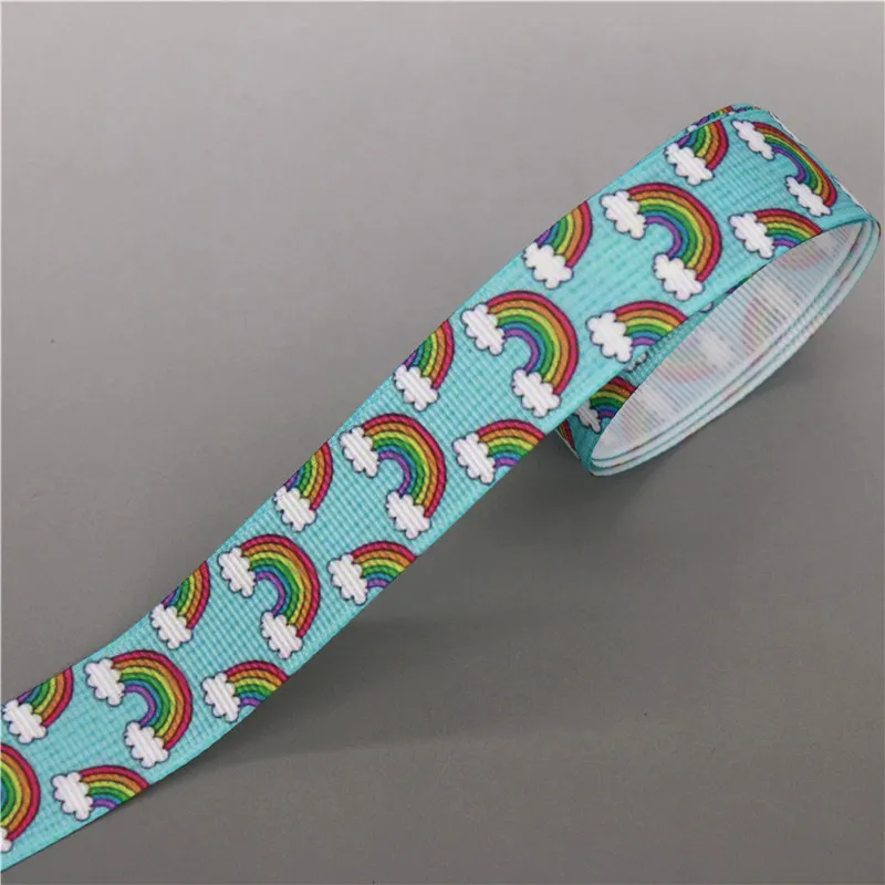 DHK 5 ярдов лист лошадка Радуга напечатан Grosgrain ленты ленточный аксессуар Hairbow