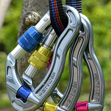 25KN Climbing Carabiner D Shape Aluminum  Anti-hook Portable Safety Lock Outdoor Climbing Ascend Mountaineering Equipment