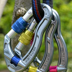25kn climbing carabiner d shape aluminum anti hook portable safety lock outdoor climbing ascend mountaineering equipment free global shipping