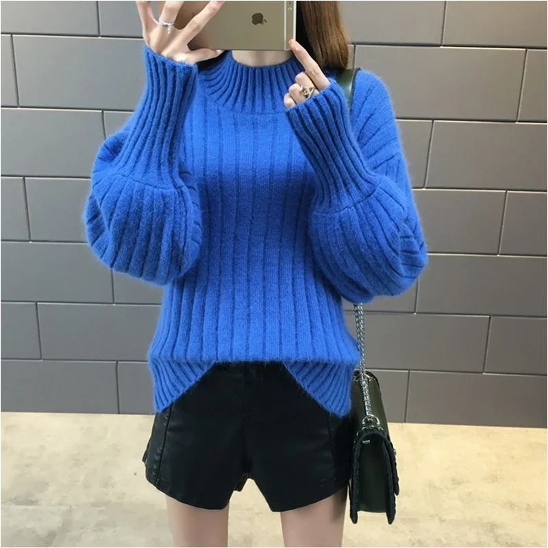 

ZOGAA Winter Women Knitwear Sweaters Long Sleeve Thick Warm Turtleneck Solid Pullover Ladies Knitwear Sweater Plus Size S-XL