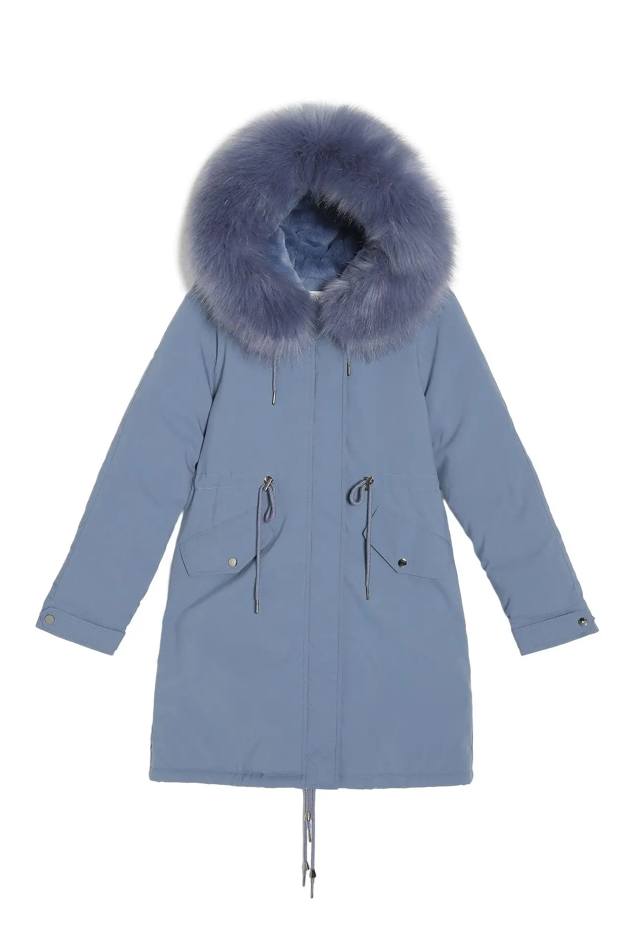 

New Big Fur Collar Cotton Parkas Coat Women's Winter Spring Long Loose Plus Velvet Thick Warm Cotton Padded Jackets Outerwear