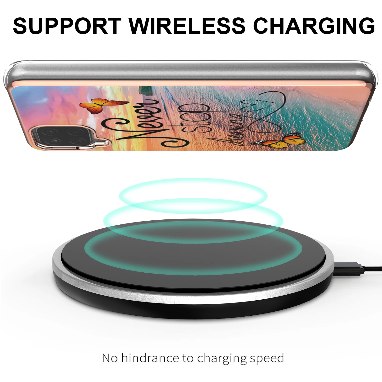 Чехол для Samsung M12 мягкий со стразами с поддержкой беспроводной зарядки - купить по