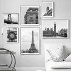 Парижская башня Лондонский мост настенная живопись холст скандинавские постеры и принты черно-белые настенные картины для декора гостиной