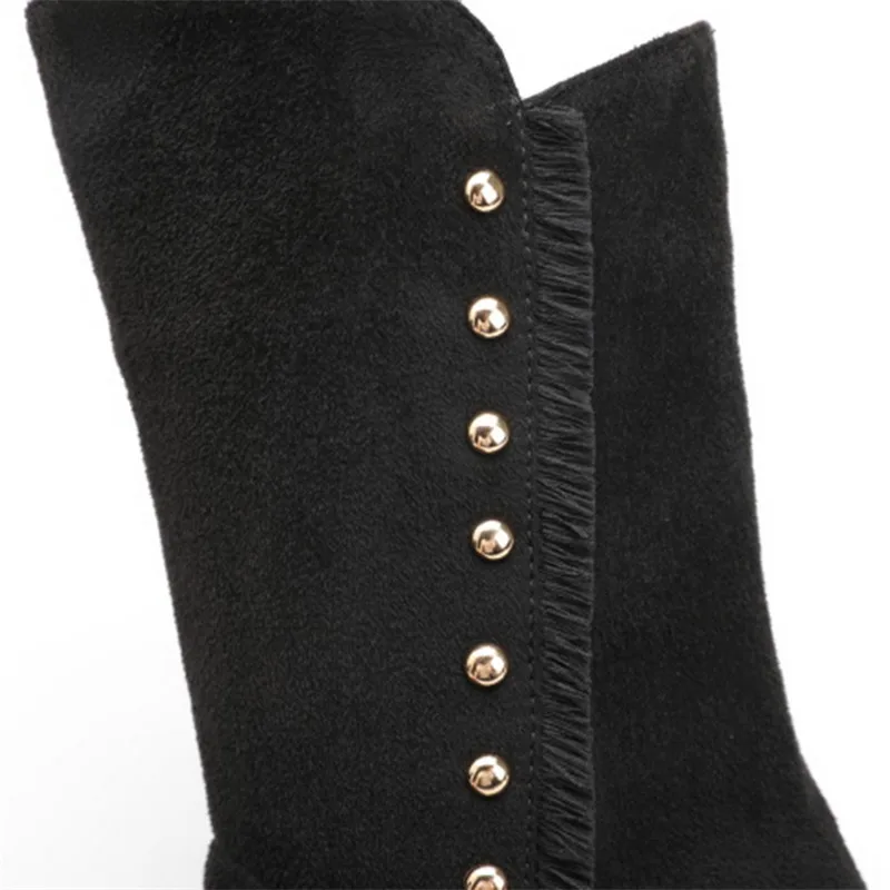 Женские ботильоны с круглым носком MoonMeek модные зимние ботинки заклепками внутри