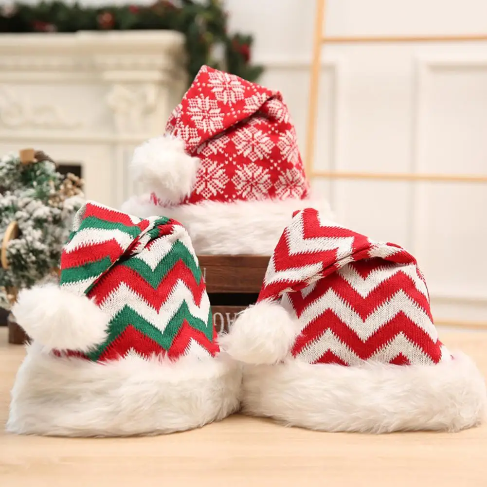 

Beanie Cap Christmas Element Christmas Plush Ball Lengthened Striped Plush Beanie Cap