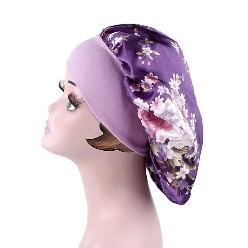 Цветочный принт ночная Кепка широкая сатиновая Женская кепка для выпадения