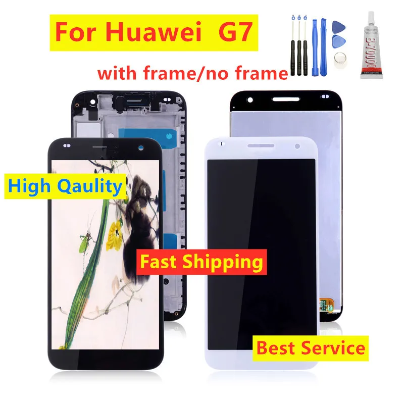 Полный жк дисплей 5 дюйма для HUAWEI Ascend G7 сенсорный экран с рамкой l01 I01 |Экраны