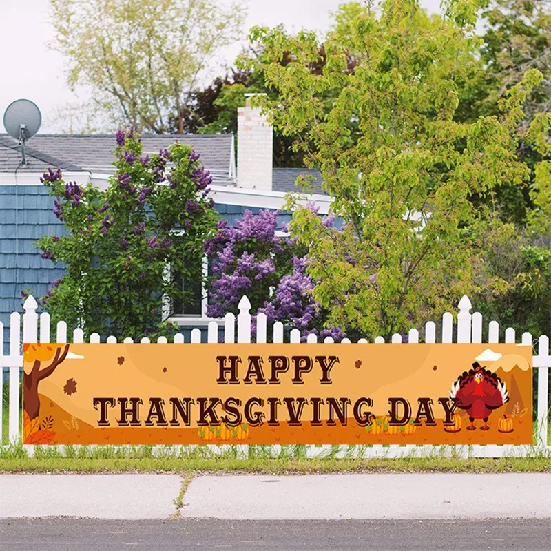

20X118 Inches Happy Fall Banner Decorations - Thanksgiving Day Autumn Outdoor Indoor Party Decor Supplies