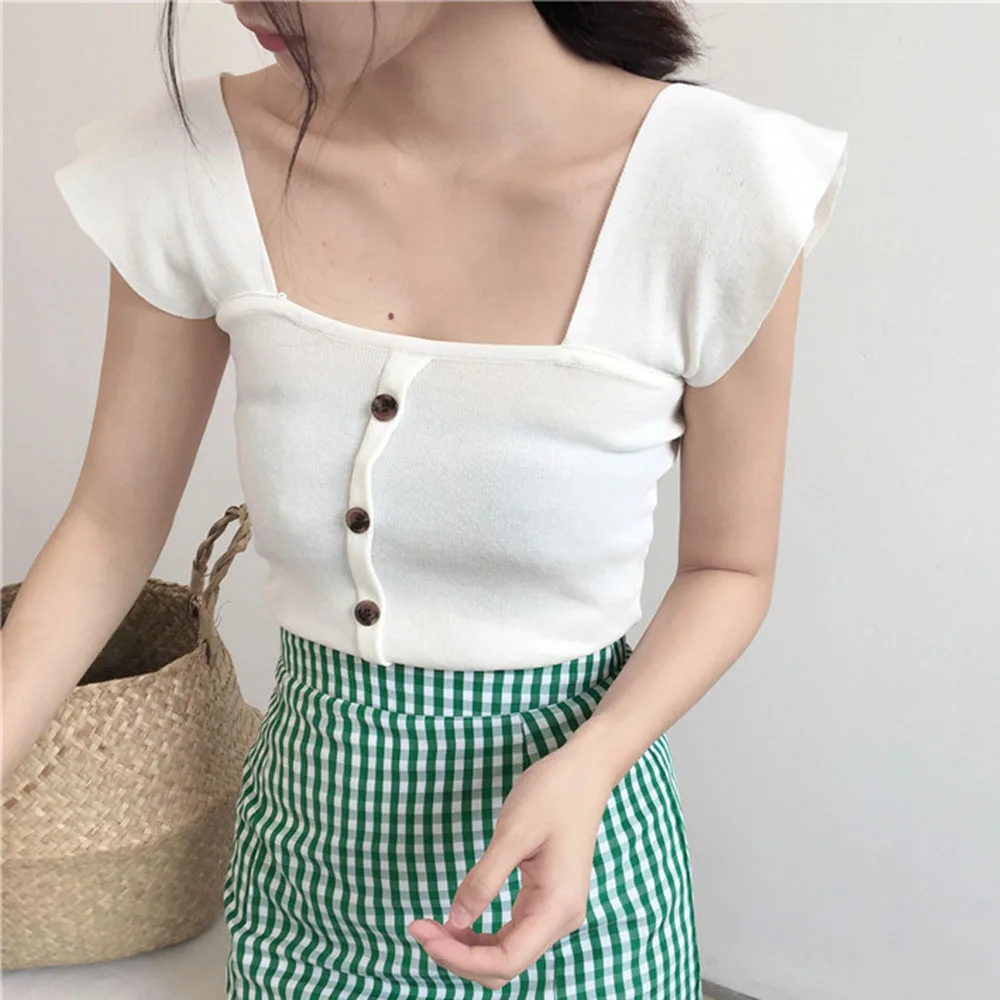 Лето 2020 шикарный вязаный Топ короткий рукав бохо Повседневный пляжный для