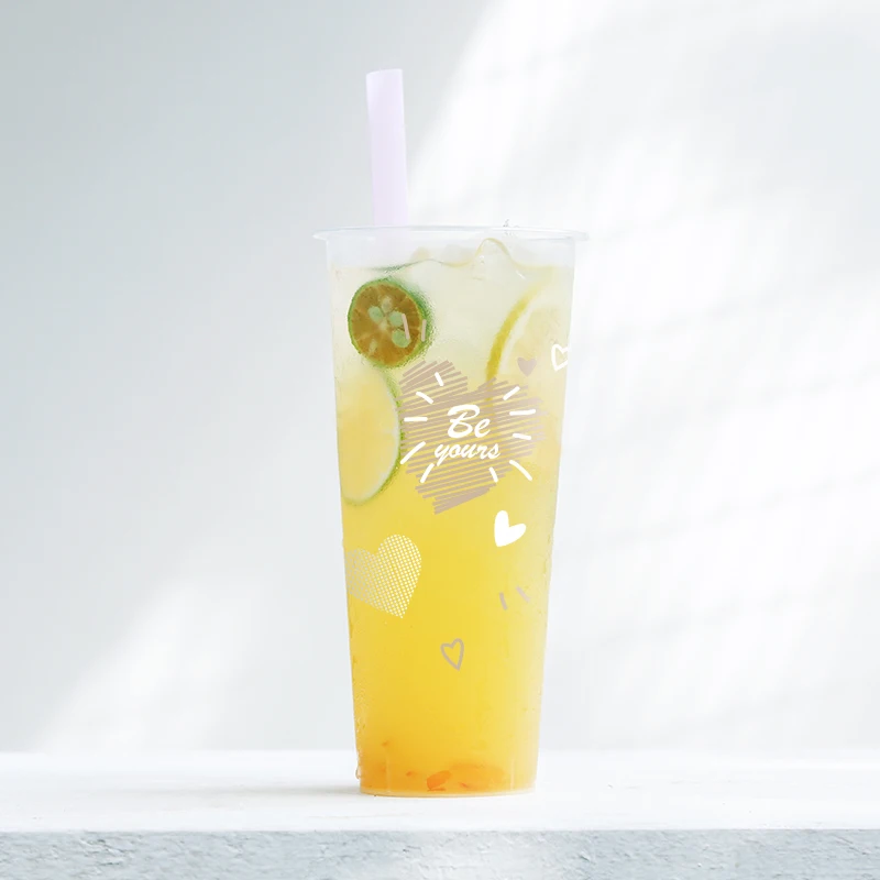 50pcs Thickening pp injection frosted transparent milk tea juice cup 9cm caliber 500ml 700ml disposable coffee with lid | Дом и сад