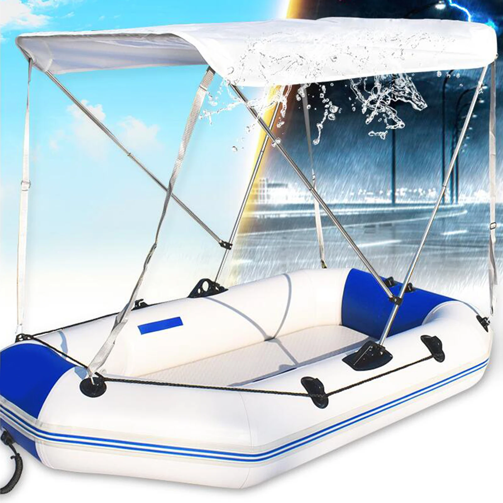 Складной тент для лодки Bimini Top, навес для рыбалки, защита от УФ-лучей, тент для каяка, зонтик, подходит для 3-4 человек.