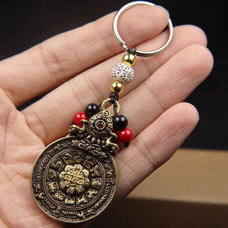 Брелок для ключей медный вращающийся в ретро-стиле