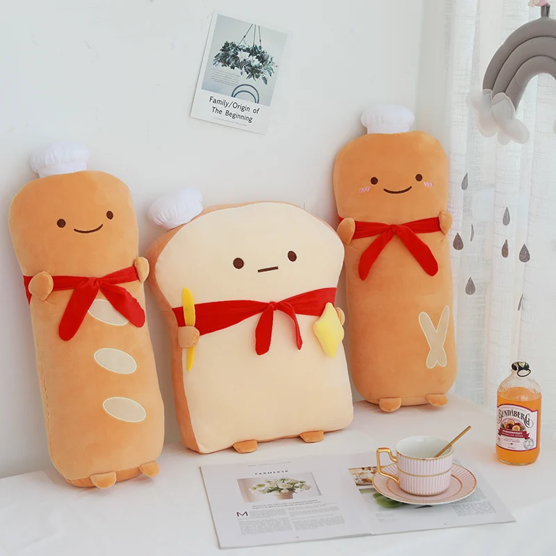 

Simulation Bread Plush Toy toast Baguette Soft Stuffed Pillow Cushion Doll Bedding For Adults Kids high quality gift for kids