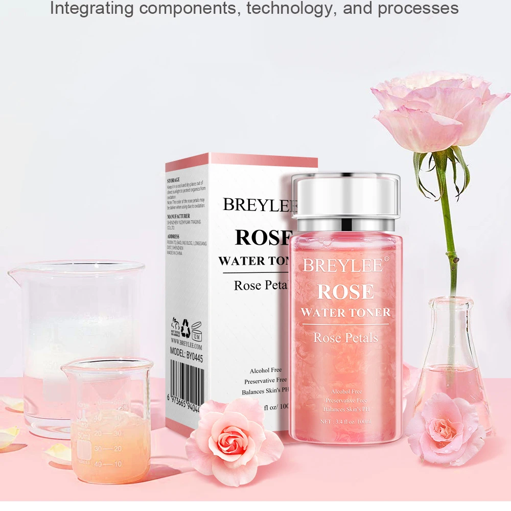 

200 мл, BREYLEE, лепесток розы, вода, увлажняет и смягчает кожу, корейский уход за кожей, тонер для лица, роза, водная Сыворотка для лица увлажняющая