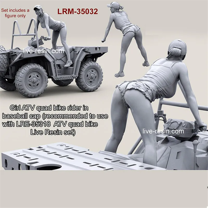 Resin Figure 1/35 Scale Model Kit Female Rider In A Baseball Cap Assembly Models Colorless Self-Assembled Toy No.460 | Игрушки и хобби