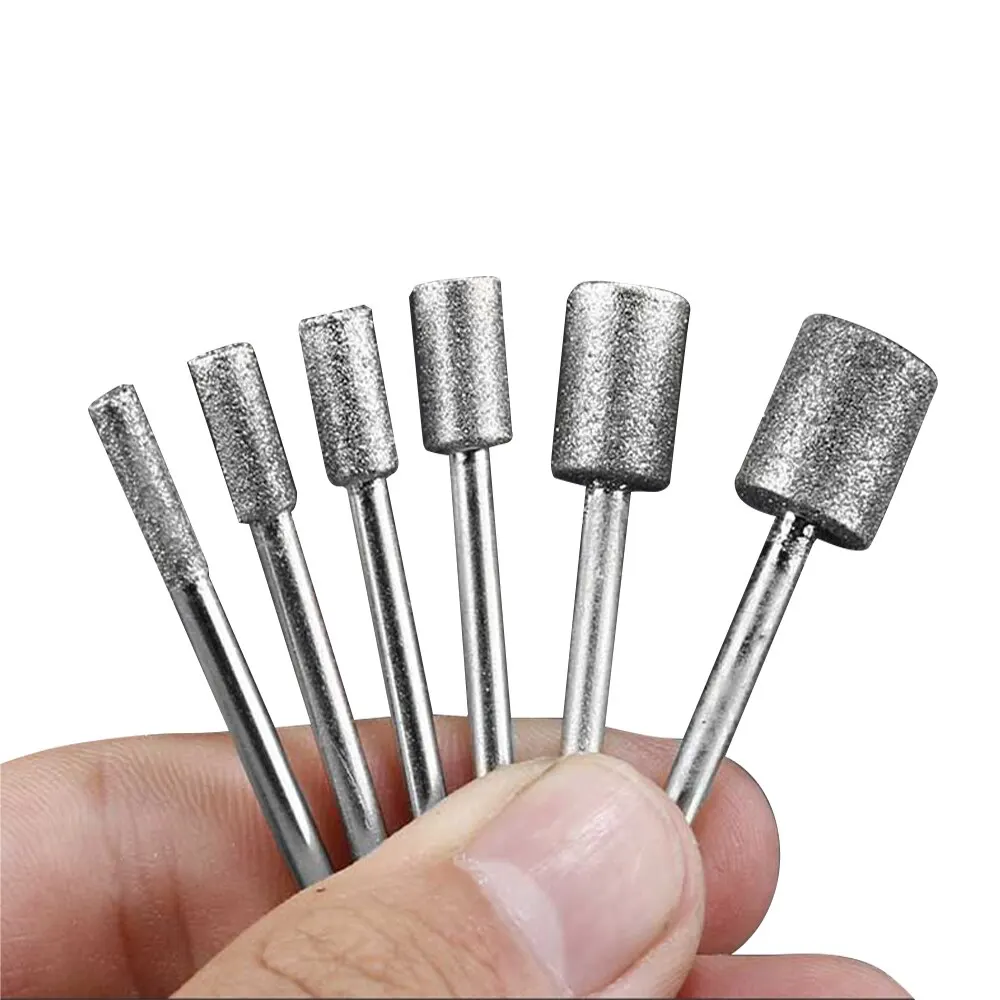 

5Pcs/set Diamond Cutting Grinding Head Mounted Points Bit 3/4/5mm Shank Jade Stone Carving Polishing for Dremel Rotary Tools