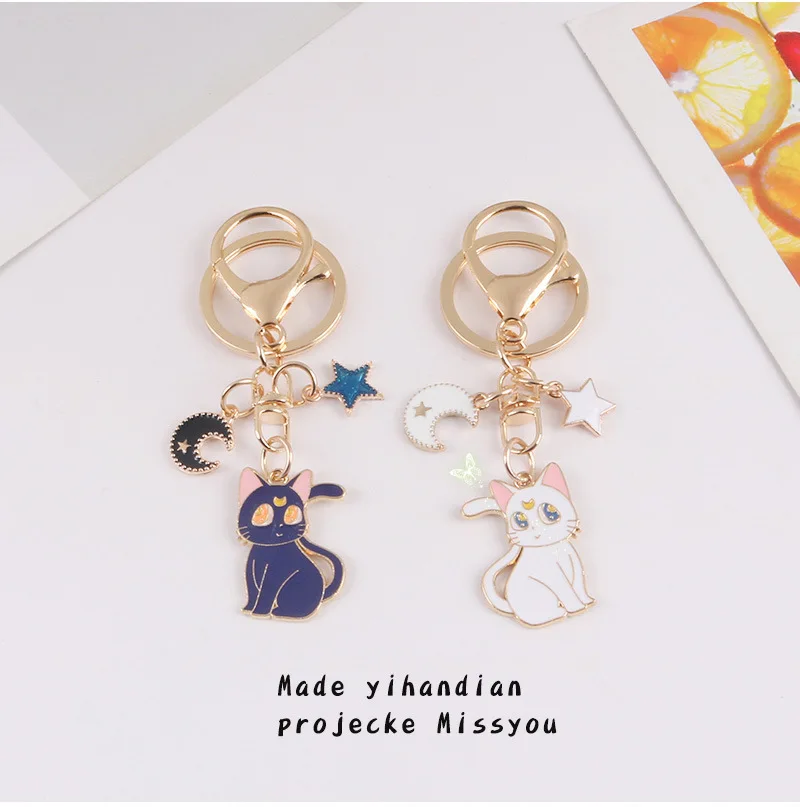 

Anime Trinket Keychain Sailor Moon Keyrings Kawaii Cat Luna Key Chain Bucle Lovely Jewelry Handbags Backpack Keyholder Gift