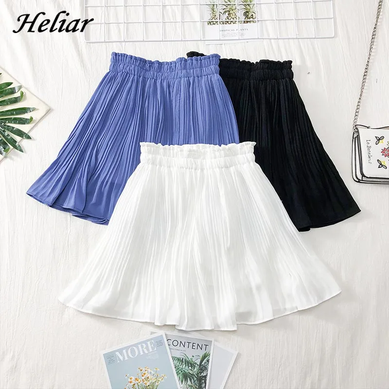 

Женская юбка с оборками, ТРАПЕЦИЕВИДНОЕ мини-платье, плиссированная эластичная юбка с высокой талией, однотонная Студенческая юбка, женска...