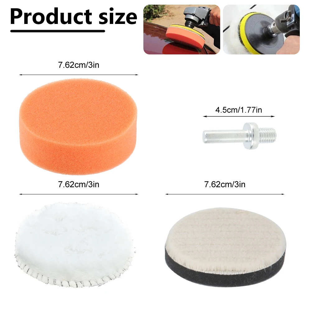 

48/38pcs 3 Inch Car Polishing Disc Self-Adhesive Buffing Waxing Sponge Wool Wheel Polishing Pad for Car Polisher Drill Adapter