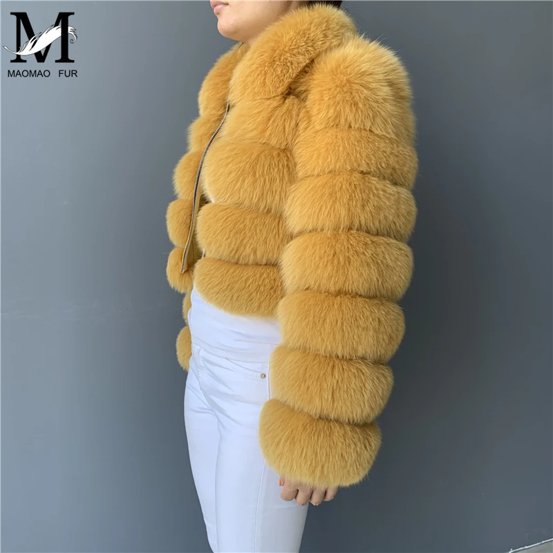 Женское пальто из натурального Лисьего меха короткая зимняя меховая куртка Верхняя одежда Акция Теплые Длинные рукава натуральный синий лисий мех пальто