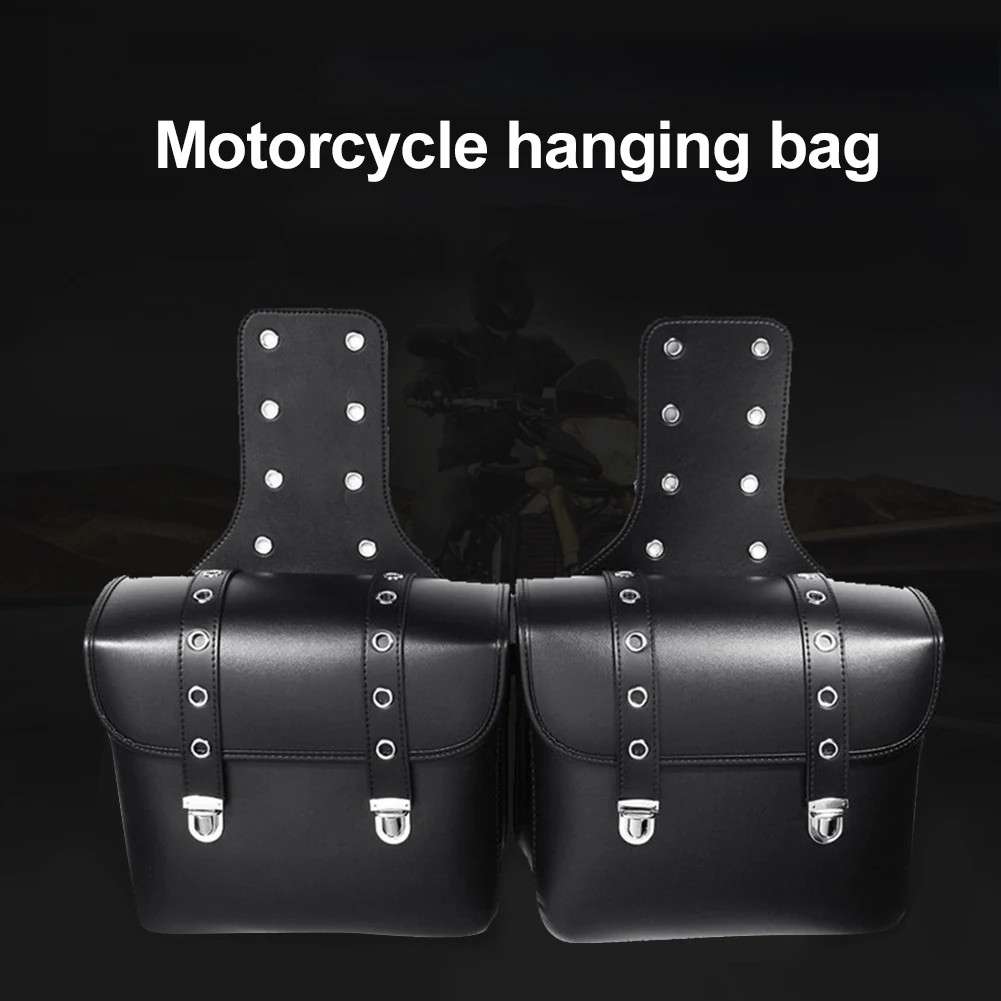 

2PCS Saddle Bag Motorcycle Synthetic Leather Bag Mini Bicycle Hanging Riding Bag