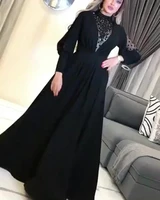 elegant black long sleeve formal evening dress dubai arabic high neck beaded prom dresses plus size gala party gowns