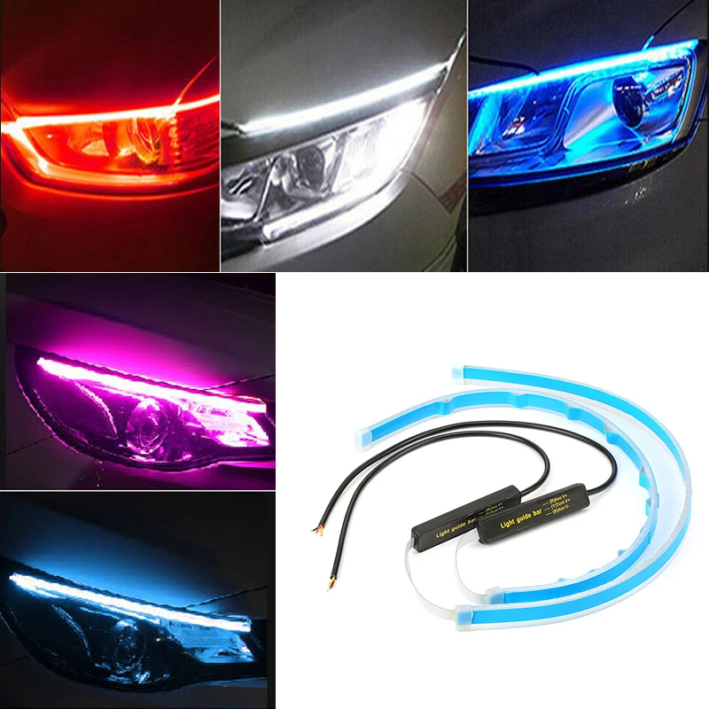

2021 New 2x Sequential LED Strip Turn Signal Switchback Indicator Daytime Running Lights Car DRL Turn Signal Light Accessories