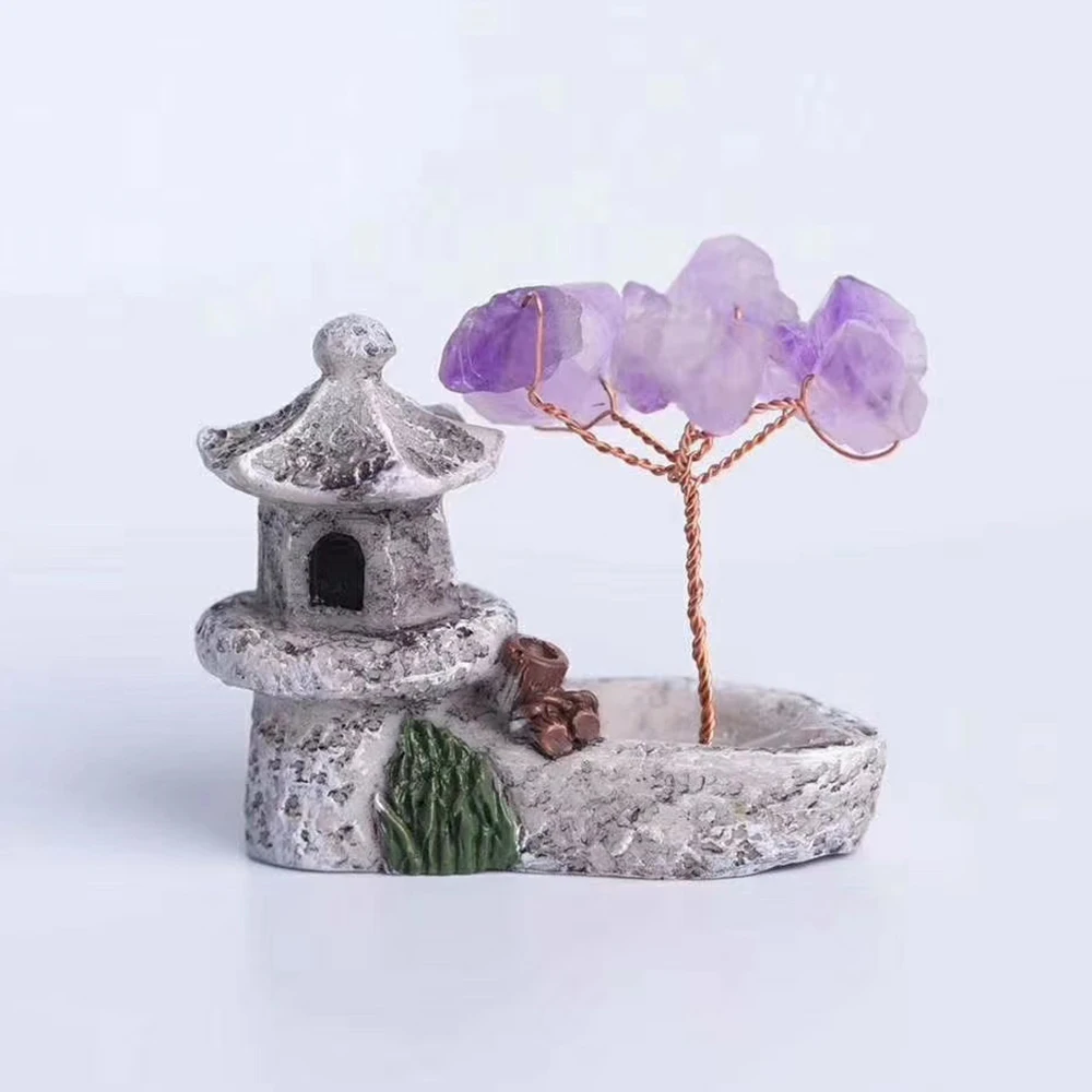Мини натуральный аметист дерево бонсай стильный кварцевый кристалл фэн-шуй