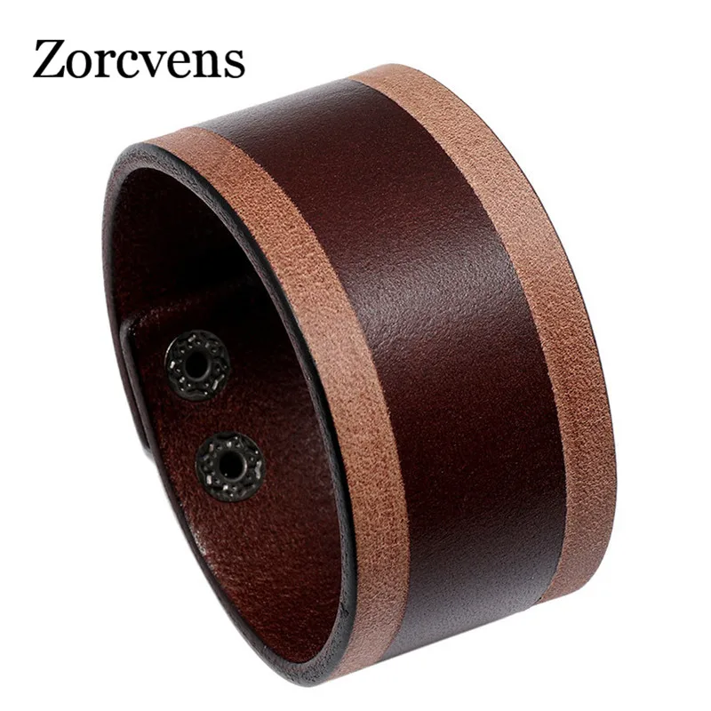 Большой винтажный браслет из натуральной коровьей кожи в стиле унисекс |