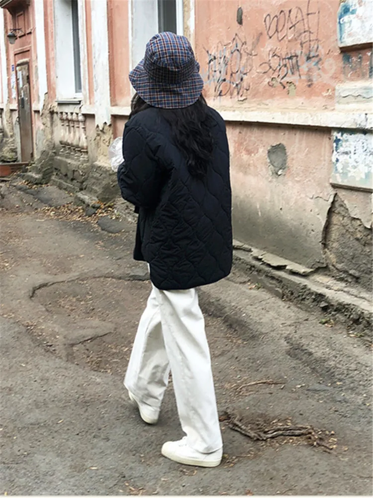 

S-XL Oversize Cotton Padded Down Jacket Women Winter 2021 Outerwear Vintage Coats Female Casual Warm Down jacket Parka branded