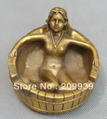 00850 China Chinese fengshui Pure Brass Belle tub sark bathtub Ashtray | Дом и сад